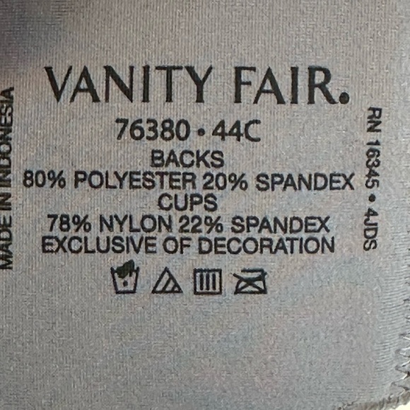 Vanity Fair Beauty Back 4-Way Stretch Full Coverage Underwire Bra - Grey - 44C - Picture 5 of 8